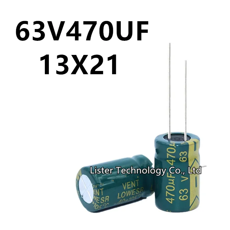 10pcs/lot 63V 470UF 63V470UF 470UF63V volume: 13X21 13*21 mm High frequency low resistance aluminum electrolytic capacitor