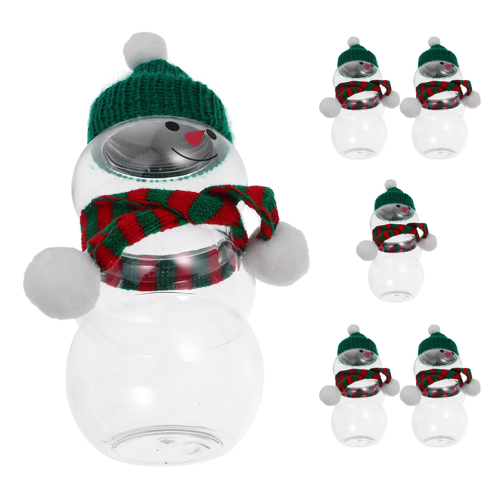 

6 Sets Clear Water Bottle Snowman Milk Tea Drinking Jars Empty Sealing Cap for Party Adorable Juice Bottles Outdoor Wrapping