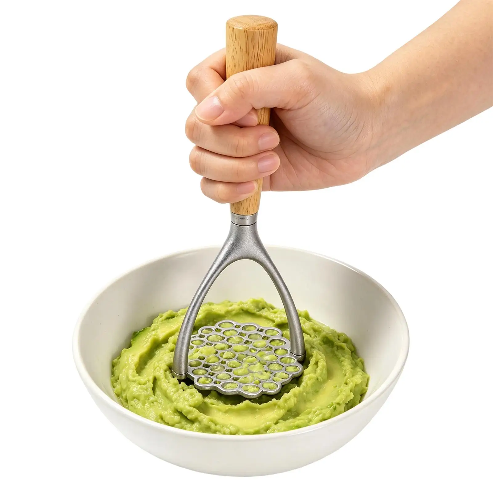 Manual Potato Crusher Aluminum Potato Crusher Kitchen Vegetable Crusher With Wooden Handle Fruit Garlic Food Crusher Kitchenware