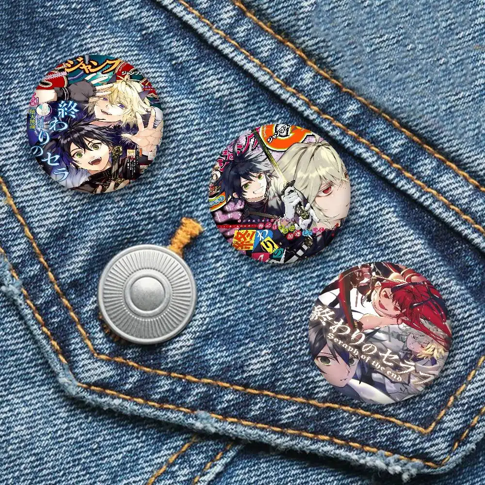 Anime Seraph of The End 32/44/58mm Round Cartoon Brooches Handmade Pins for Backpack Jewelry Accessories Gifts Creative Badge