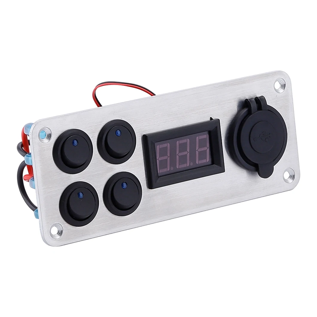 Submarine Marine Switch Panel Waterproof IP65 Rocker Switch Panel with Voltmeter for Marine Boat Yacht RV Electrical Control