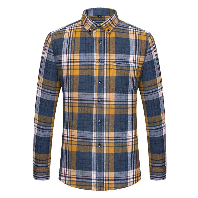 New Plaid Long Sleeve Shirts For Men Cotton Flannel Soft Comfortable Casual Clothing Fashion Styles Business Smart Dress Shirts