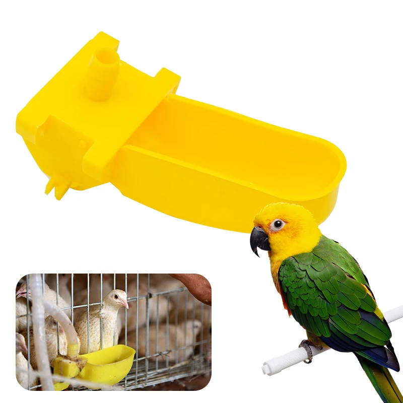 2/4/6 Pcs Automatic Bird Quail Drinking Cups with Tee Connector, Hanging Bird Cage Drinkers for 9.5mm Hose Drinking Fountain