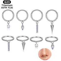 G23 Titanium 16G Piercing Lobe Daith Helix Tragus Cartilage Clicker Conch Earring Pendant Septum Ring Women Piercing Jewelry