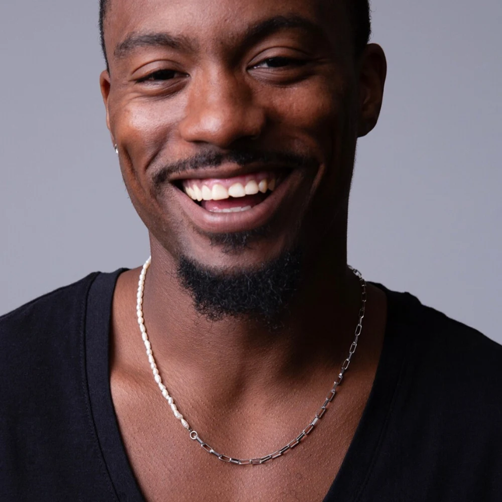 

New In Vintage Fashion Ins Punk Hip Hop Style Pearl Alloy Chain Patchwork Necklace for Men Jewelry Regalos Para Mujer