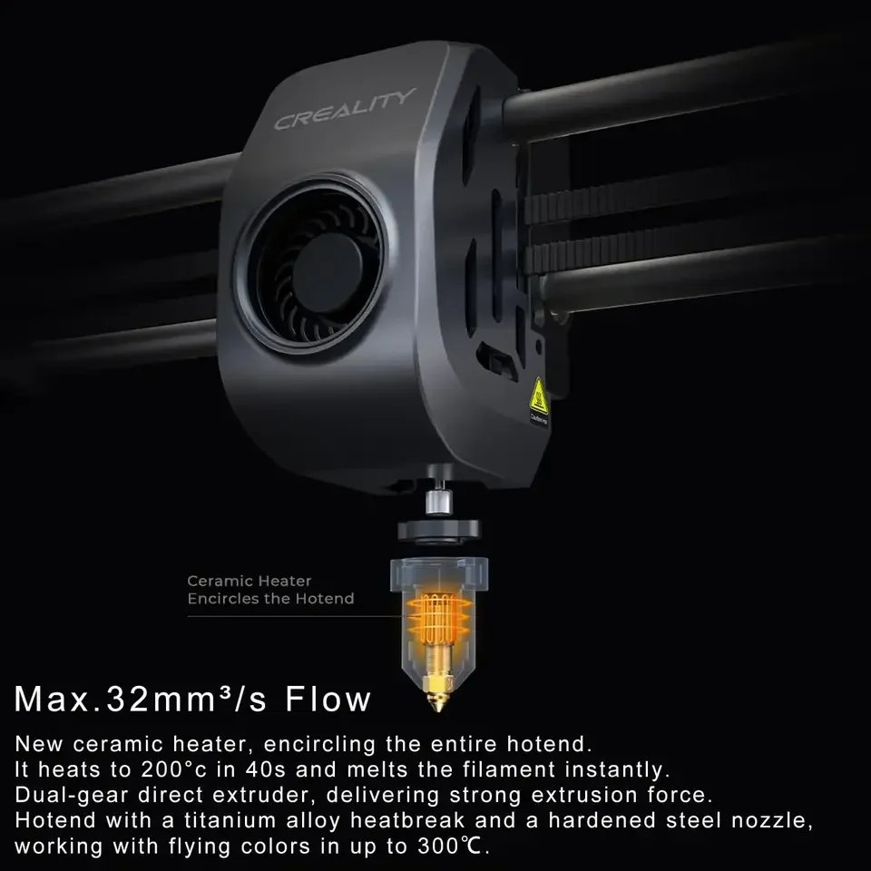 Creality K1 Max FDM 3D-Drucker CoreXY mit 300 x 300 x 300 mm großem Bauvolumen, 600 mm/s Druckgeschwindigkeit, großer Durchfluss, Hotend integriert