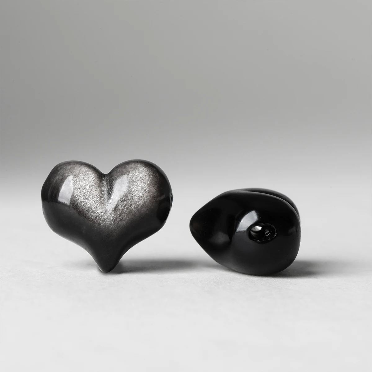 1 PC Natural Stone Gold Silver Obsidian Carved Heart Shape Beads Through Hole For Jewerly Making DIY Bracelet Necklace Accessory