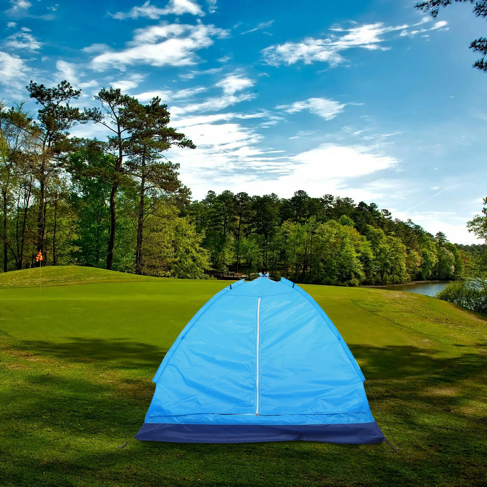 

Double Tent Camping Beach Sun Shelter Insulated Single Layer Cold Weather Canopy Blue Lightweight Portable Waterproof Windproof