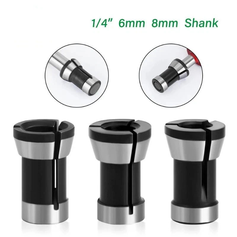 Hot Sale High Precision Router Collet Durable Steel 6mm 6.35mm 8mm Quarter Inch Shank For Milling Cutter Woodworking Use
