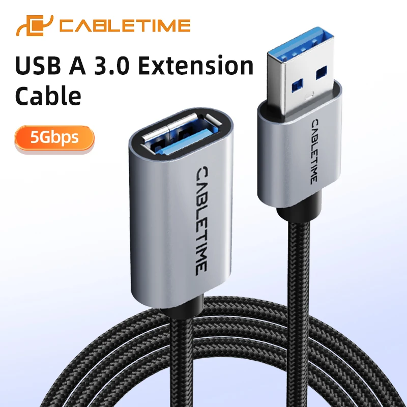 

Удлинительный кабель CABLETIME USB A, кабель USB 3.0, скорость передачи данных 5 Гбит/с для принтера, корпуса SSD, игр