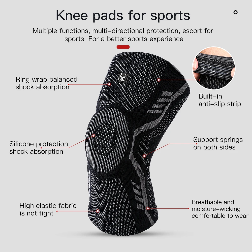 1 Pcs Sports Patella Spring Support Knee Brace Knitted Compression Full Protect Elastic Breathable Knee Support For Men Women