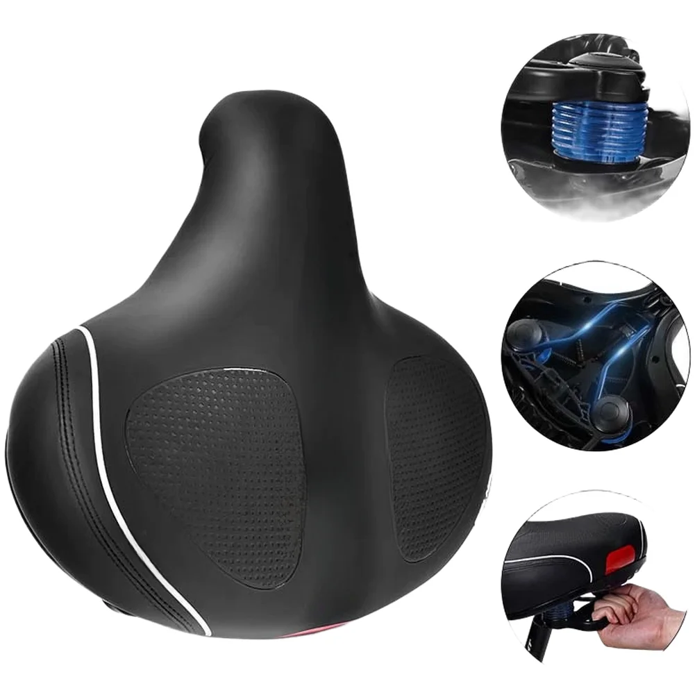 

Extra Wide Bike Seat Cushion with High Elastic Sponge Padding Soft Gel Memory Foam and Built in Tail Light Mount for Safety