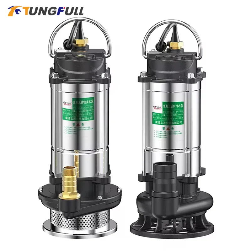 220V Stainless Steel Submersible Pump Agricultural Pumping Garden Tools Irrigation Clean Water Pump Self-priming Sewage Pump