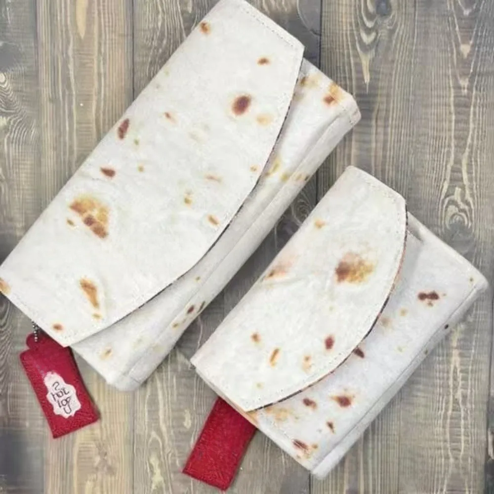 Multiple Compartments Burrito Wallet Slim Magnetic Wrap Tortilla Shape Purse Large Capacity Stylish Leather Card Holder