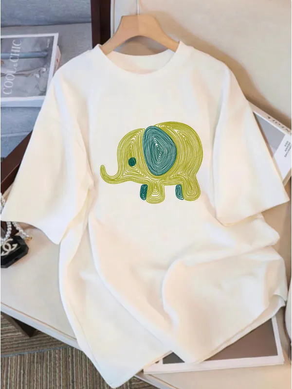 Maglietta da donna oversize Moda estiva Disegnata stampata Casual Top a maniche corte Pullover Comoda maglietta taglie forti Abito alla moda