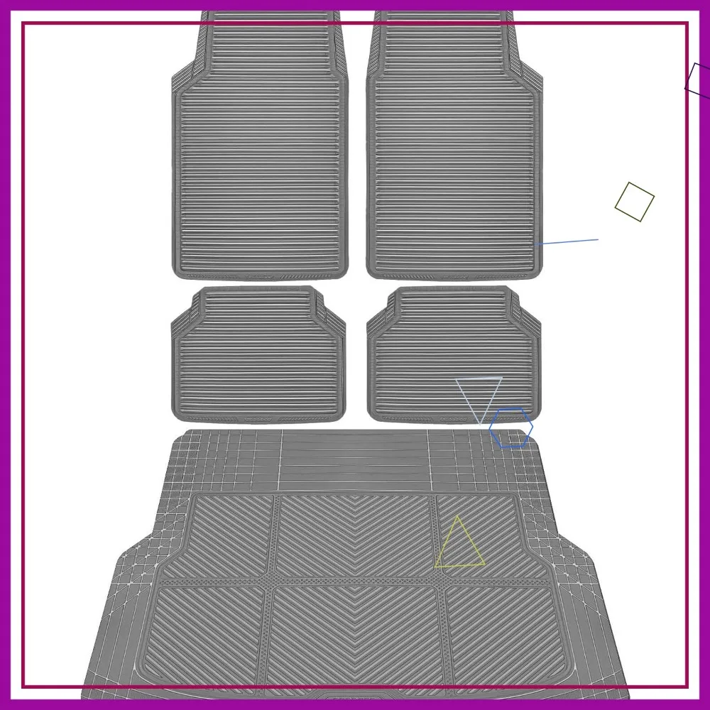 

Gray Rubber Car Floor Mats & Cargo Liners, All-Weather Waterproof Anti-Slip for Most Cars SUVs Vans