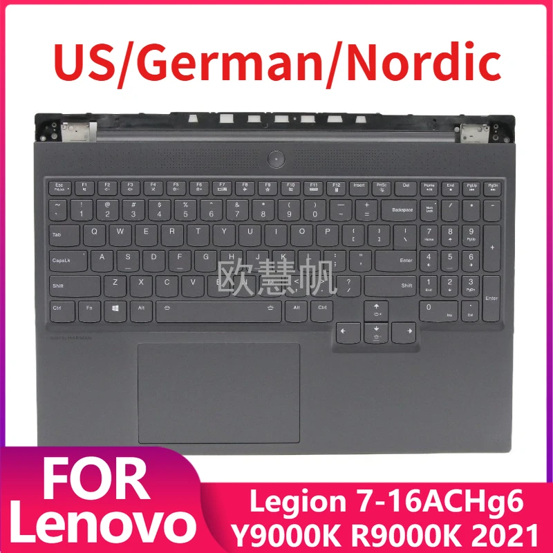 T US/GE/NEU New For Lenovo Legion 7-16ACHg6 82N6 Y9000K R9000K 2021 Palmrest Upper Cover with Backlit US/German/Nordic Keyboard