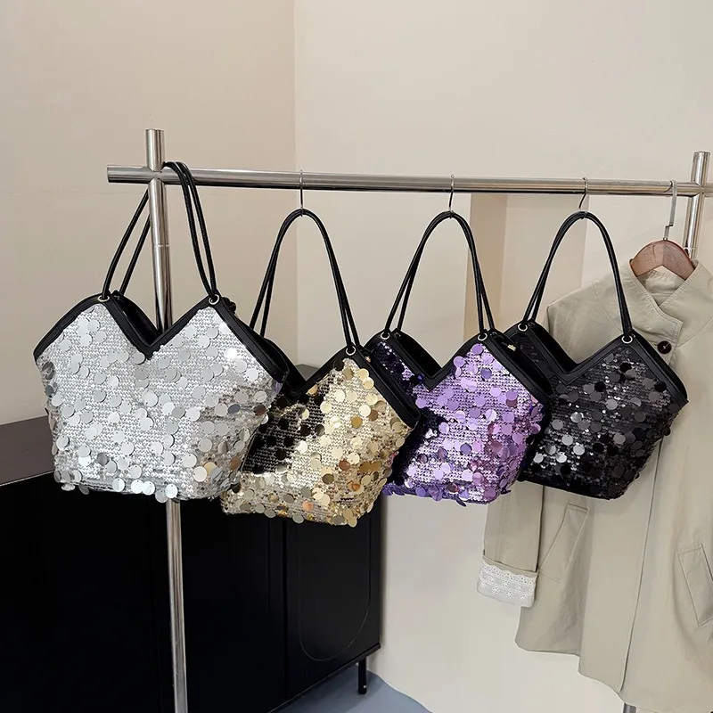 

Fashion Sequin Shoulder Bag for Women, Versatile Small Tote Handbag, Casual Glitter Purse for Party Daily Use