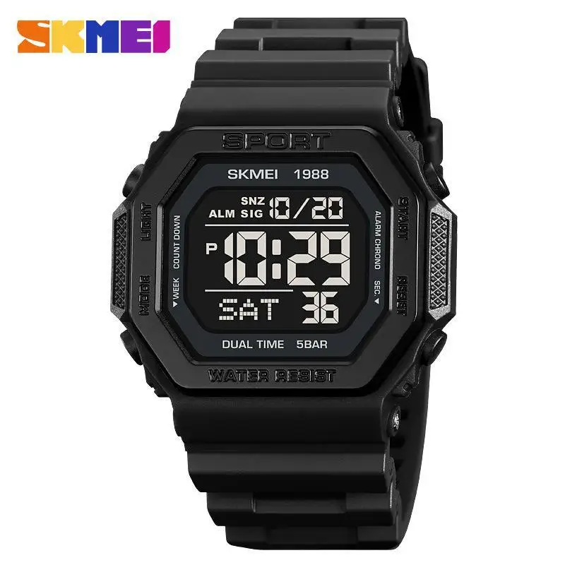 Skmei 1988 Men\'s Military Countdown Watch Timer Watch 5Bar Waterproof Alarm Clock Backlit Digital Sports Wristwatch 2056 2100