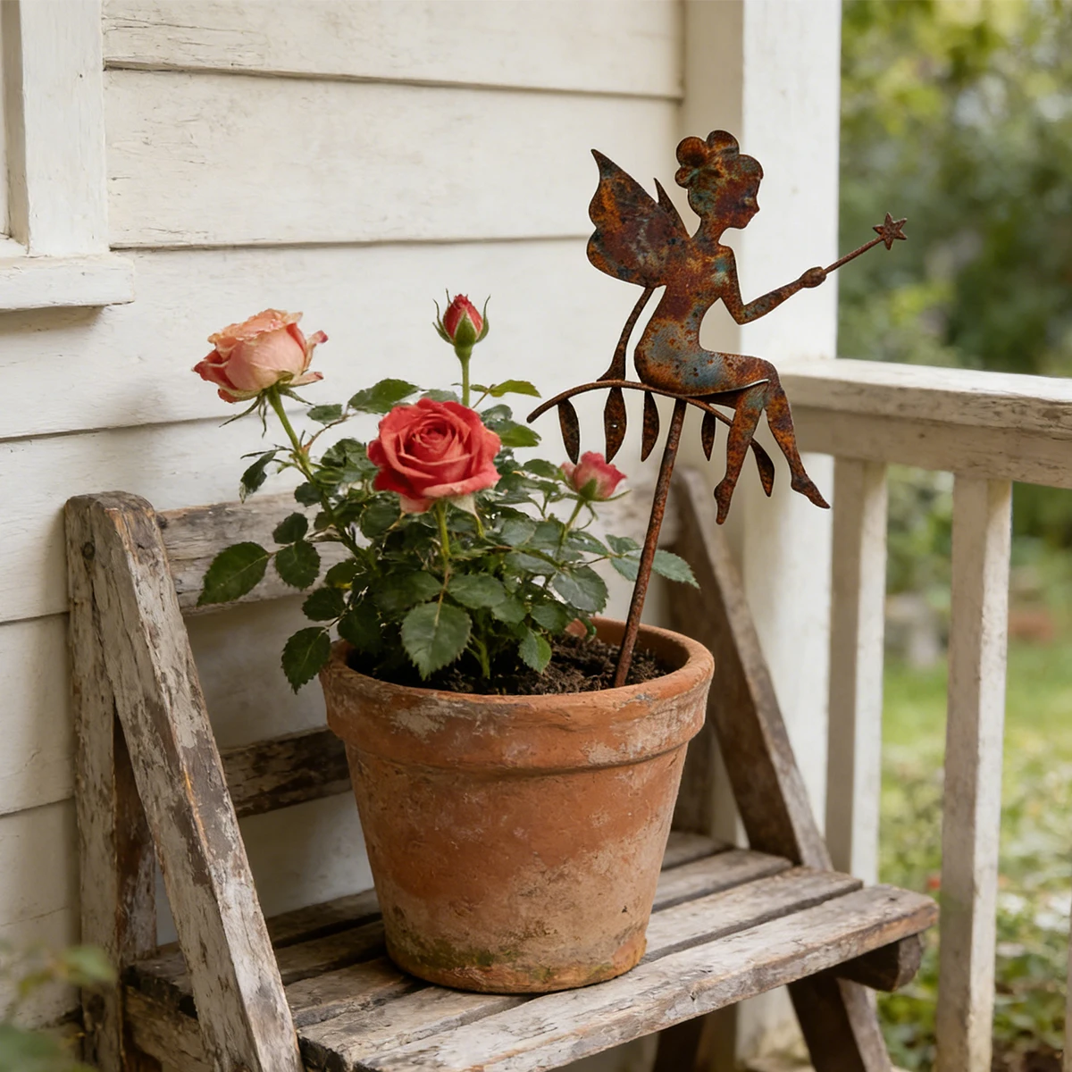1Pc Iron Art Garden Decoration Stake, Metal Garden Stake, Outdoor/Indoor Decorative Art, Yard Sculpture, Flower Pot Decoration, Suitable for Mother's Day, Easter, Valentine's Day, Thanksgiving, and Other Holiday Decorations.