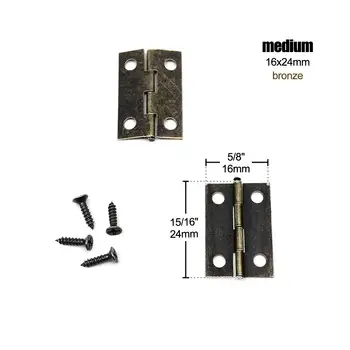 12個迷你小型加厚扁平首飾盒禮品木製音樂盒酒盒娃娃屋櫃門鉸鏈帶螺絲 8 最佳銷售 重型鉸鏈 - №3