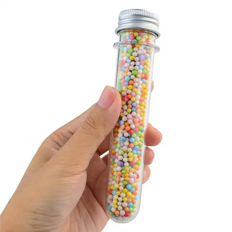 20Pcs Clear PET Plastic Tubes with Silver Aluminum Lids, Round Bottom Storage Test Tubes 40ml