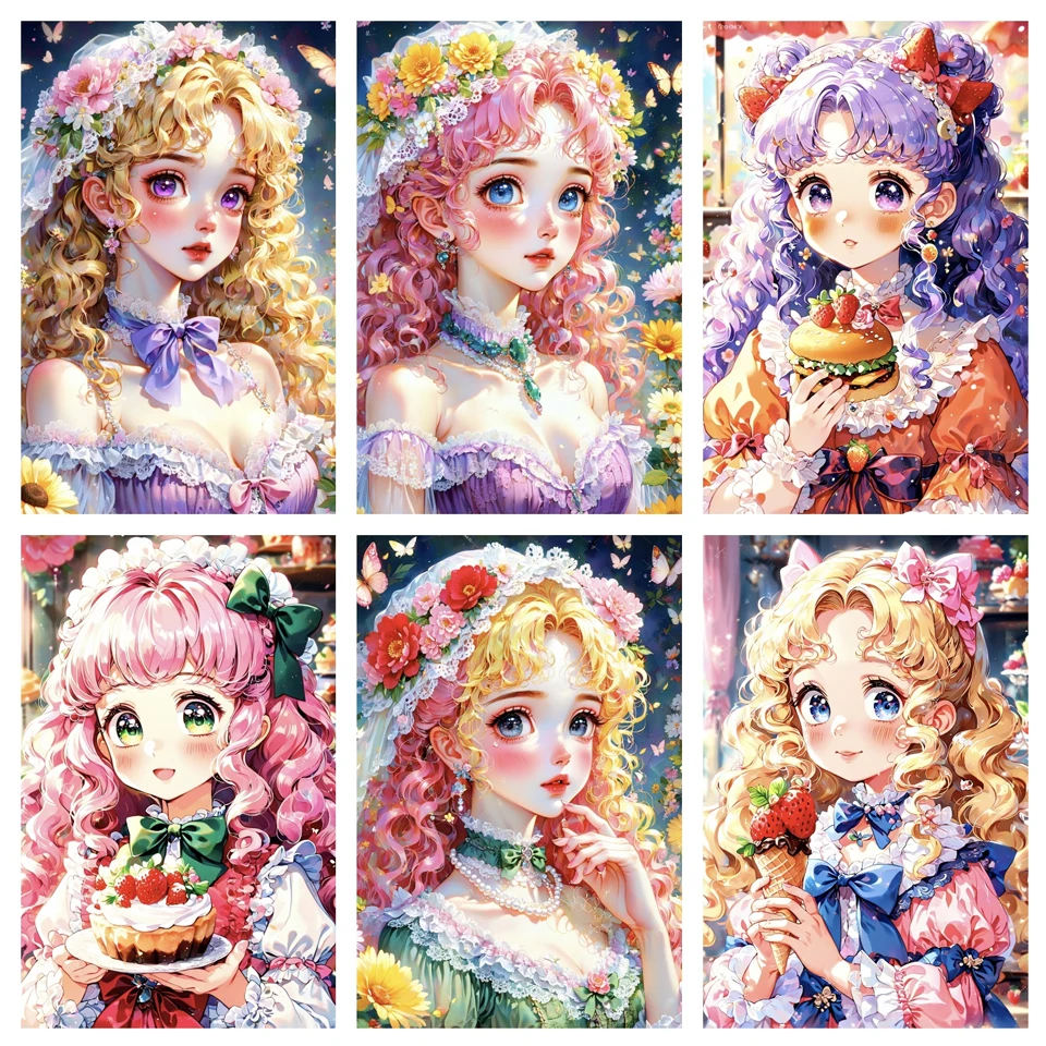 

New 5D Diamond Cartoon Dreamy Embroidery Cute Girl Square Round Mosaic Rhinestone Women's Embroidery Wall Decoration