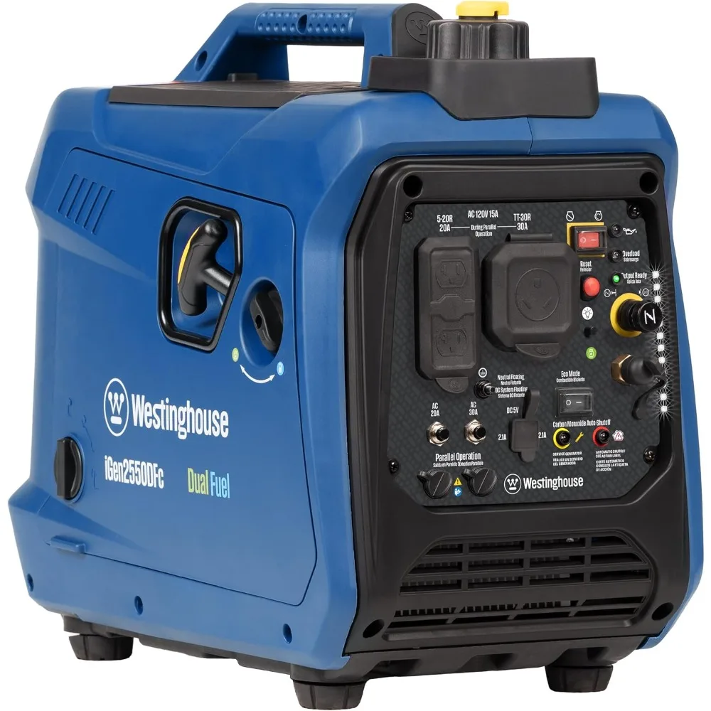 

Lightweight Portable Inverter Generator, Gas and Propane Powered, CO Sensor, Parallel Capable, Long Run Time