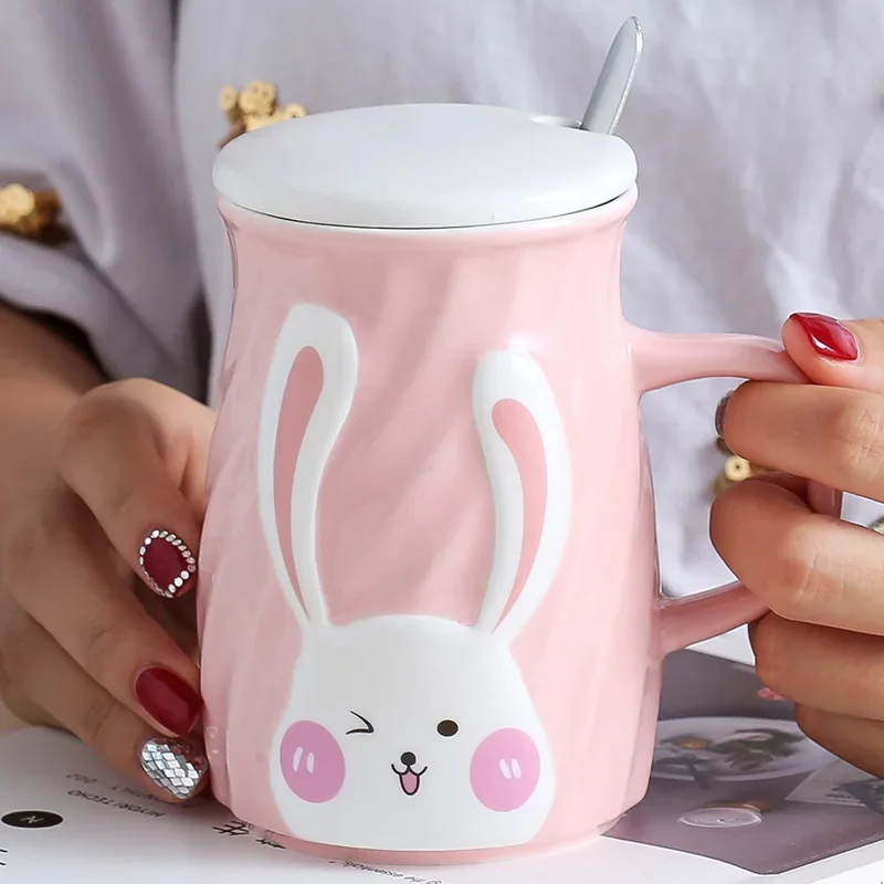 

Creative relief daily mug cute cartoon rabbit ceramic milk breakfast cup