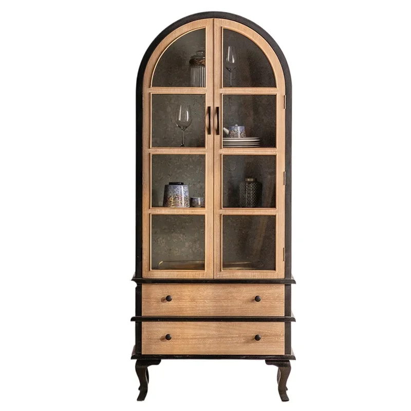 

Arched Glass Door Side Cabinet Double Door Locker