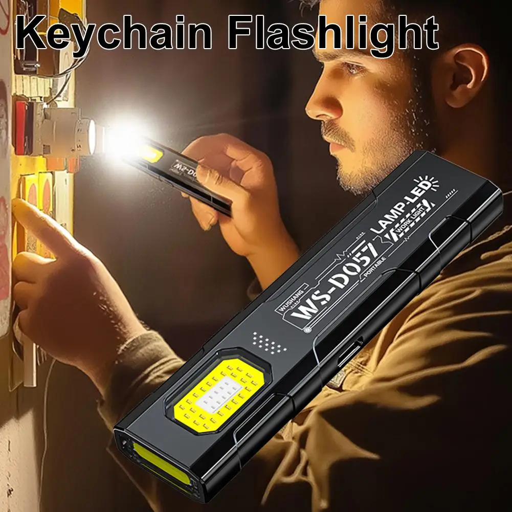 USB C Rechargeable LED Keychain Flashlight 550 Lumens Mini Torch With Magnet Portable Pocket Lantern For Outdoor Emergency EDC
