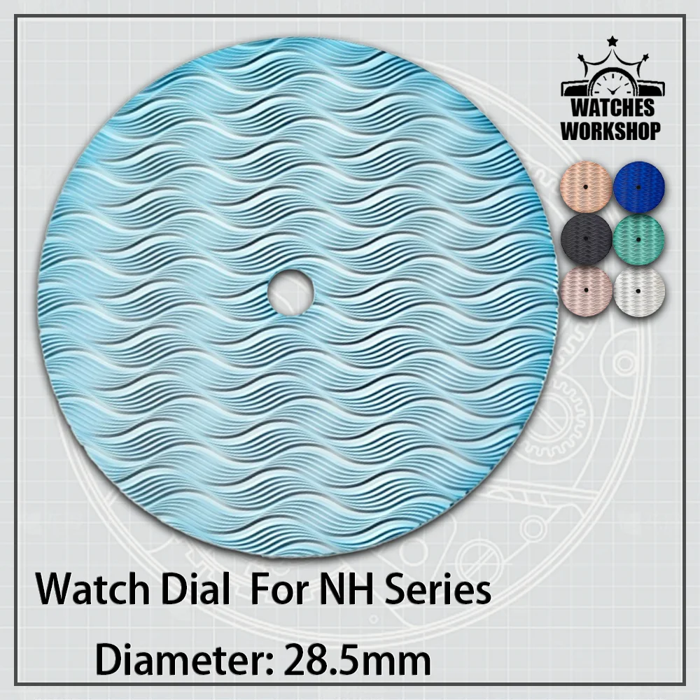 28.5mm Watch Dial DIY Wave Pattern Mechanical Surface Modification NH35 MIYOTA8215 ETA2824 Mechanical Watch Mod Accessories
