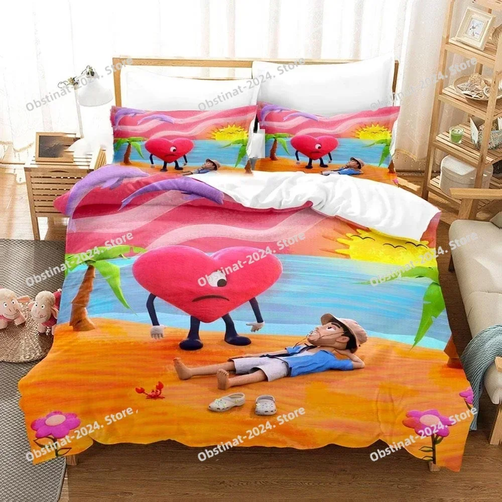 

UN VERANO SIN TI Bedding Set Bad Bunny Printed single Comforter Quilt Bed Cover Duvet Cover Pillow Case 3 Pieces Kids Adult Size