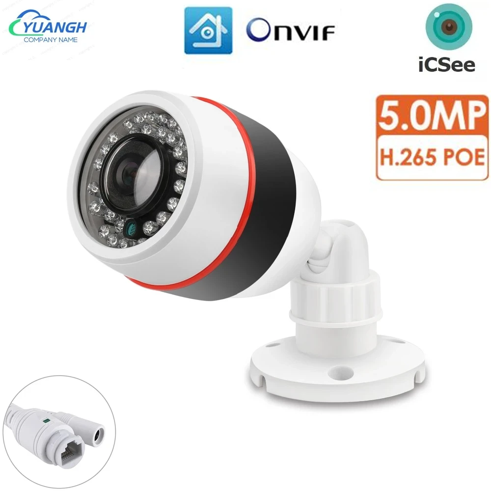 H.265 5MP Security IP Camera Outdoor Waterproof 180 Degree Lens Plastic Bullet CCTV Surveillance Network Camera