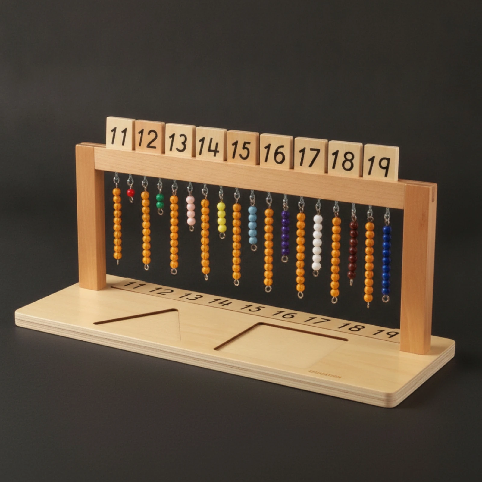 Seguin Board Educational Number Board with Beads Counting Beads Interactive Math Manipulative Natural for Preschoolers