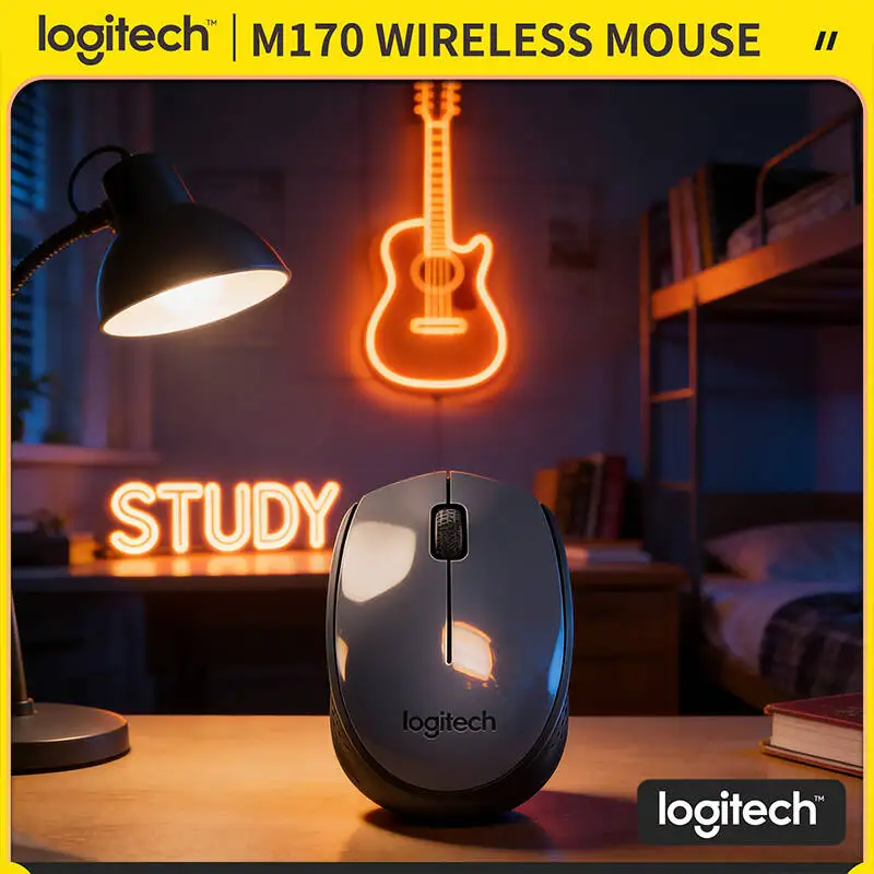 

Беспроводная мышь Logitech M170, 2,4 ГГц, USB-приемник, 12 месяцев автономной работы, для левшей и правшей, портативная, для дома, офиса, школы