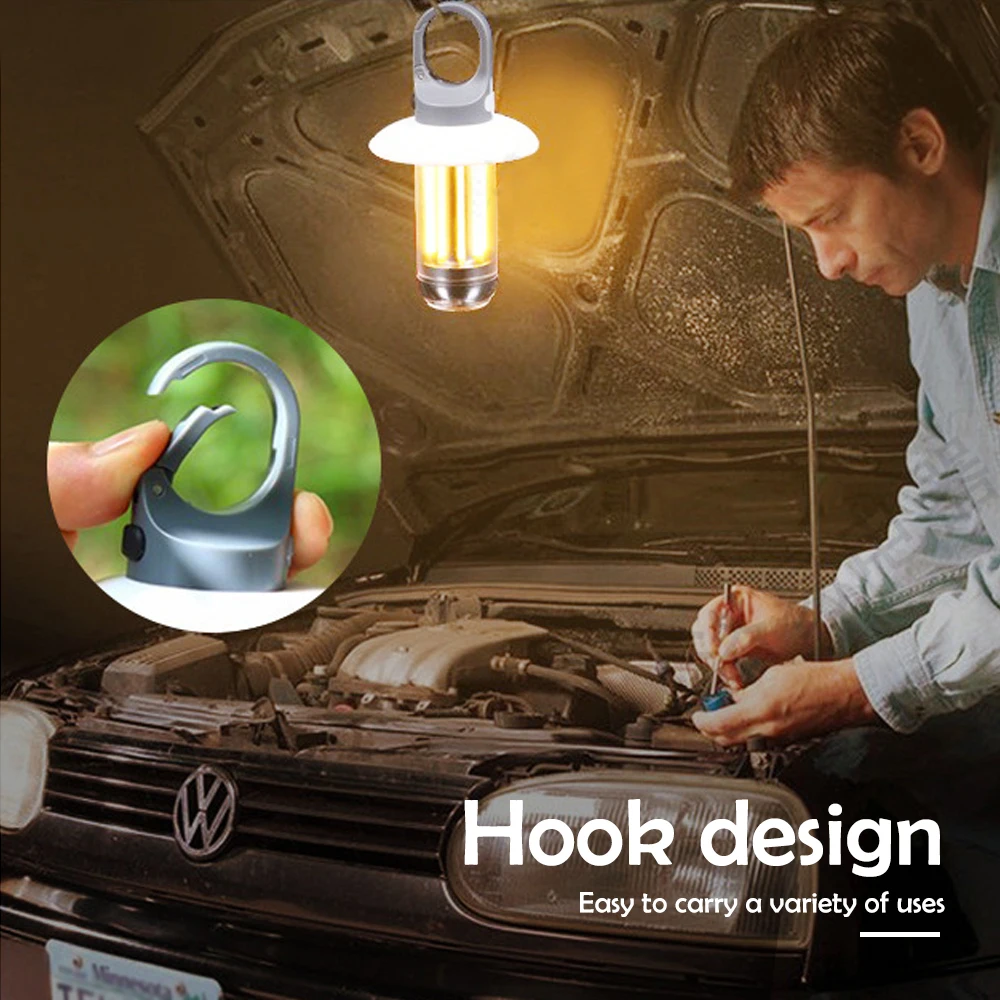 Rechargeable LED Camping Lights Waterproof Portable Hanging Tent Lights 5 Speed Lighting 8 Light Filaments Outdoor Work Lights