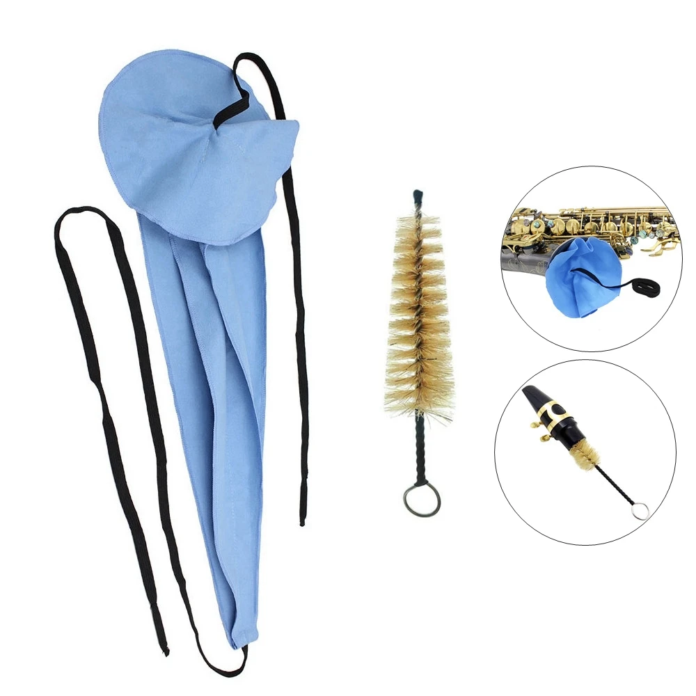Ściereczka do czyszczenia komory wewnętrznej saksofonu z mikrofibry i szczotka do ustnika z naturalnym włosiem do instrumentów do klarnetu / rogu / saksofonu