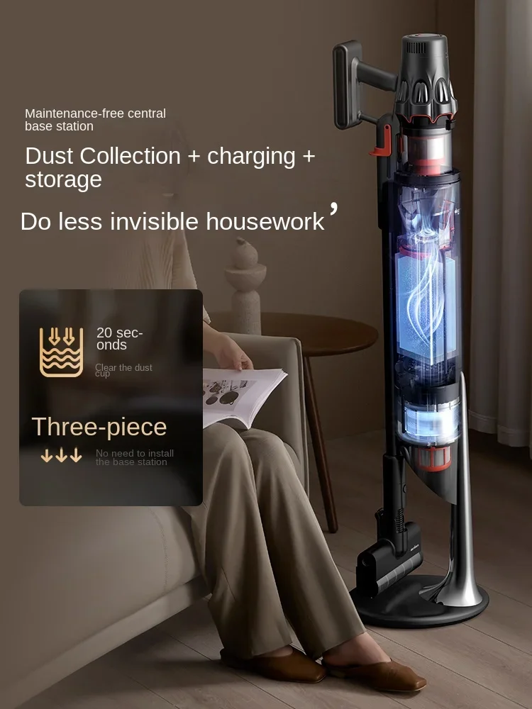 Deerma T50Station Green light wireless vacuum cleaner Household appliances large suction full automatic dust collection cleaner