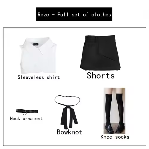 Anime Chainsaw Man Reze Cosplay Chainsaw Woman Cosplay Costume Bomb Shirt Outfits Tie Short Neck Reze Wig Halloween Clothing - Image 8