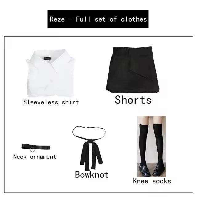 Anime Chainsaw Man Reze Cosplay Chainsaw Woman Cosplay Costume Bomb Shirt Outfits Tie Short Neck Reze Wig Halloween Clothing - Image 8