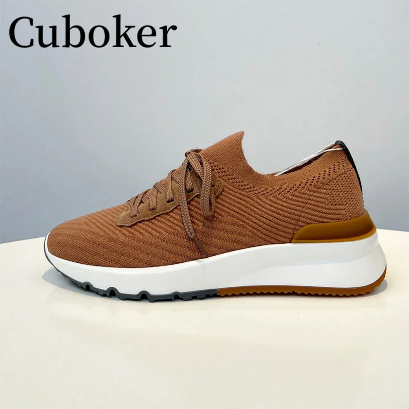 2023 Spring Autumn Men\'s shoes Knitted Causal Sneakers Male Dress Loafers Breathable Thick Bottom Shoes Shoes for Men mujer