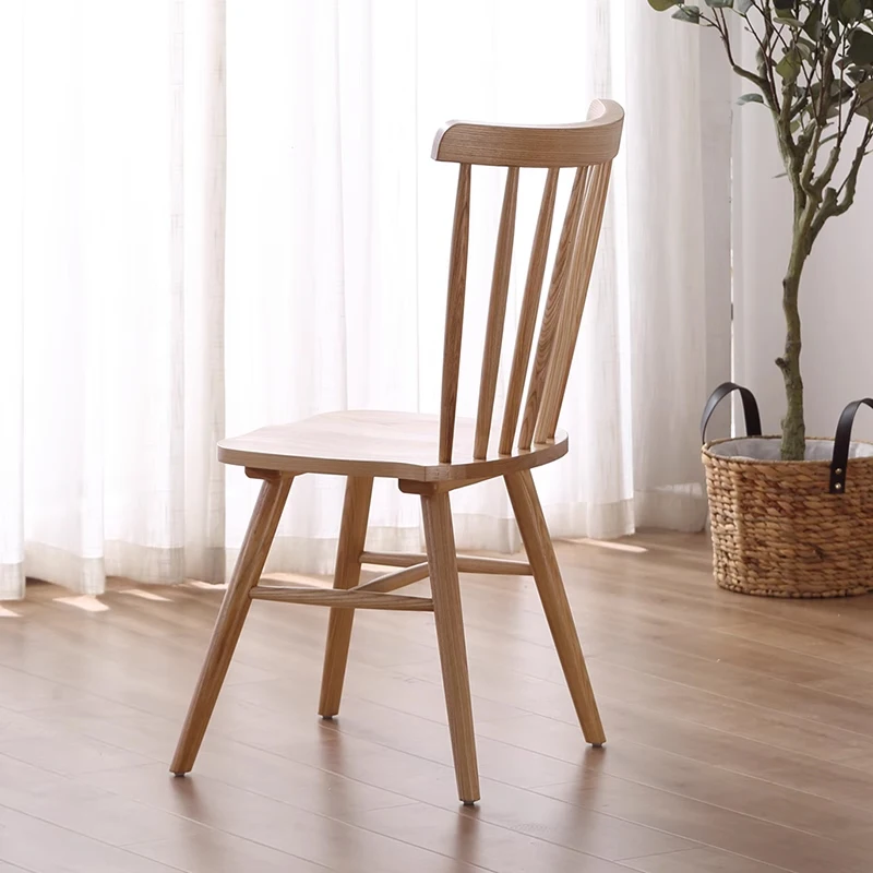 Nordic Style Solid Ash Wood Windsor Dining Chair High Backrest Modern Simple Desk Chair for Restaurant And Home Use