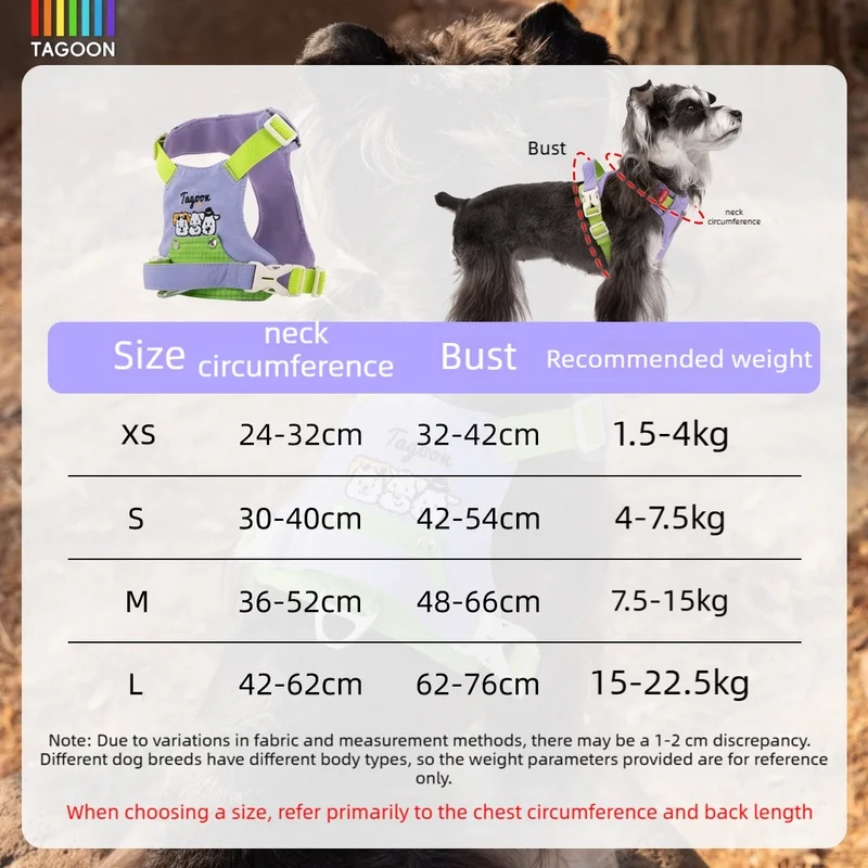 Cute Embroidered Cartoon Pattern Adjustable Pet Chest Harness Windproof Explosion proof Punch Belt Handle Cat Dog Harness