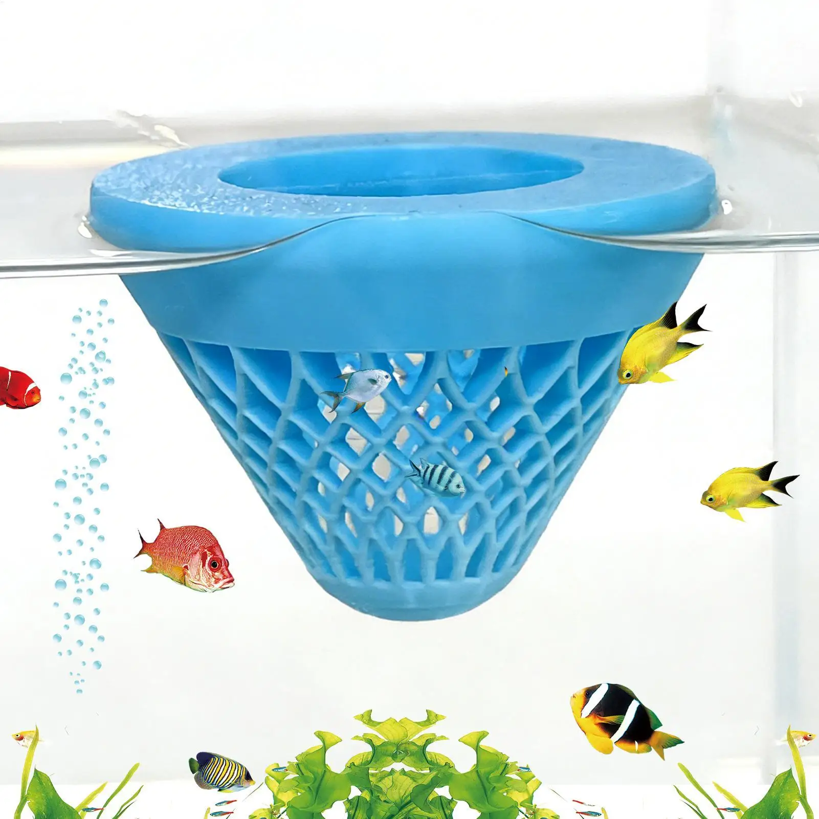 1 ud. Cueva flotante para acuario, escondite para peces y camarones, hamaca, anillo de alimentación, punto de descanso para Betta y pequeños animales acuáticos