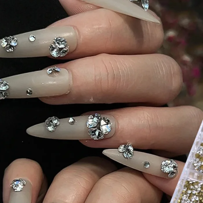 12 Grids Mixed Mini Nail Rhinestones Sharp Bottom Super Flash Nail Art Crystal Decoration Gems Manicure Tip 3D