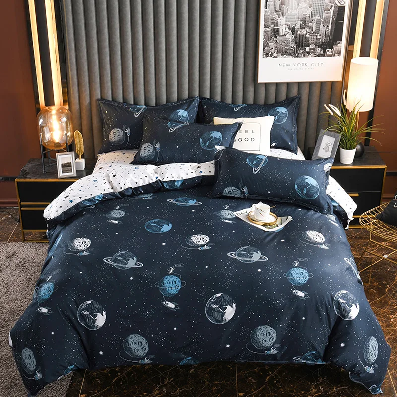 3-piece printed bedding set - soft polyester, machine washable, includes 1 duvet cover and 2 pillowcases for bedroom, guest room