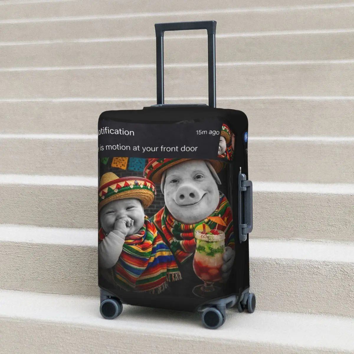 

Забавный чехол для чемодана с мемом «Джон Порк и Эй Бэби» к празднику Синко де Майо, аксессуар для багажа, защитный чехол для деловых поездок