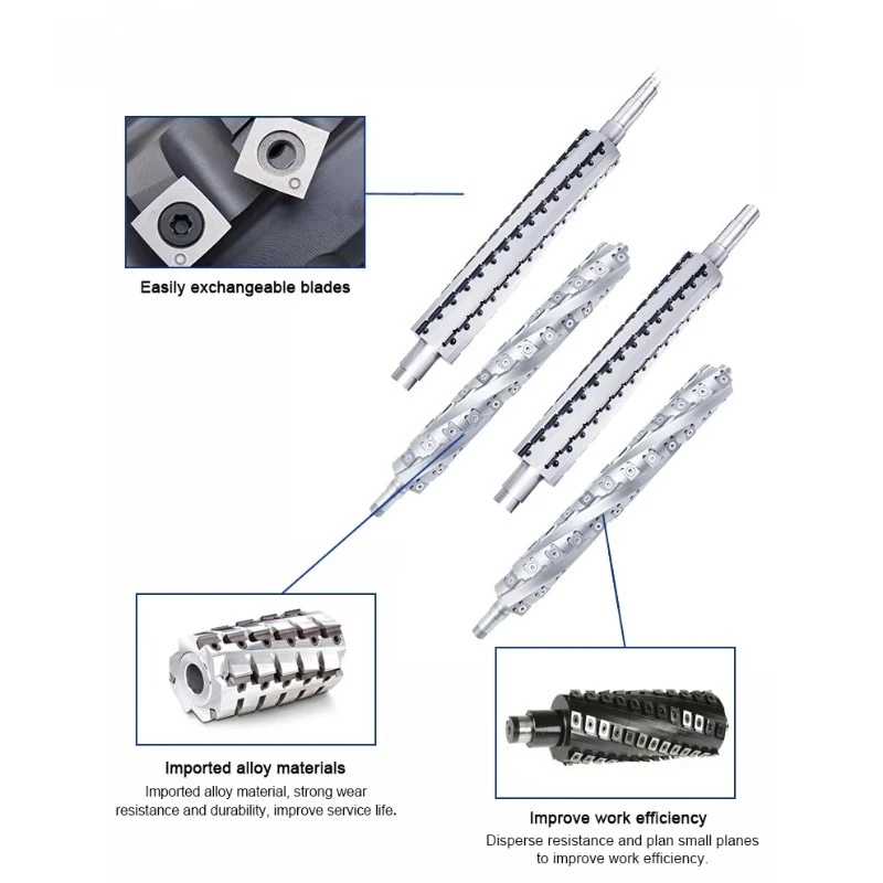 Any Size Custom for 2012NB DW735 Planer Spindle Shaft Helical Cutterhead for Thickness Planer Spiral Cutter Head