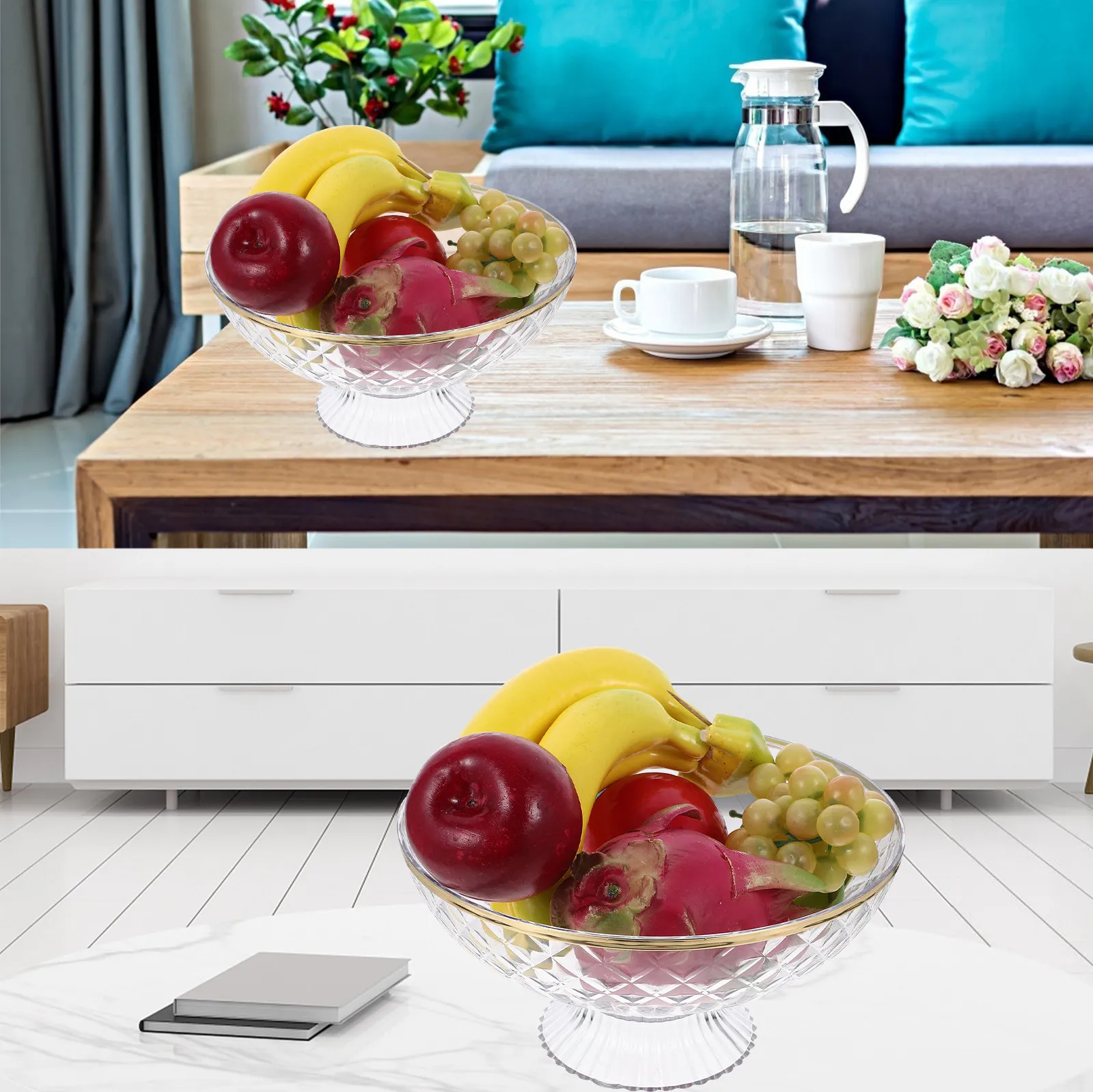 Luxury Style High Footed Fruit Plate Detachable Drainable Storage Tray Party Snack Serving Bowl Multi-Function Fruit Tray